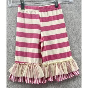 GMS Internacional Pants Girl's Size 3T Pink Striped Capris Ruffle Bottom